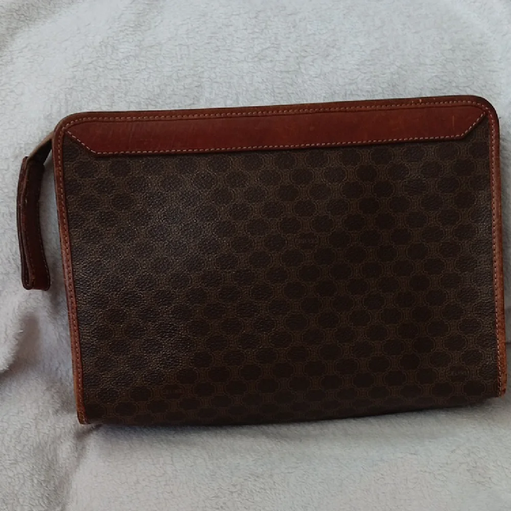 Celine Brown Toiletry Bag with Leather Trim - Picture 13 of 14